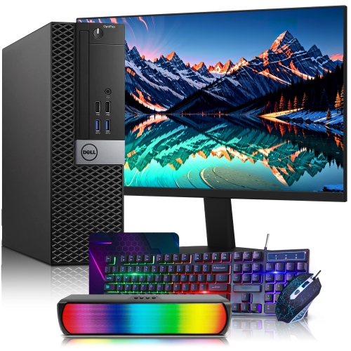 Refurbished - Dell OptiPlex 5050 SFF Business Desktop PC - New 24-inch Monitor (Intel Core i7 CPU/ 16GB DDR4 RAM/ 1TB NVMe SSD/ Windows 10 Pro/ RGB