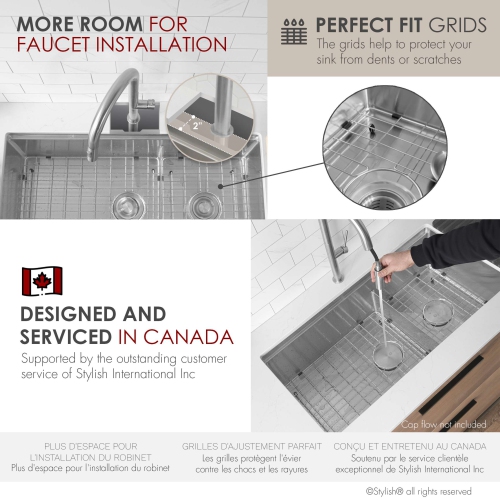 STYLISH Versa36 Undermount 36" Double-Bowl Workstation Kitchen Sink S-636W