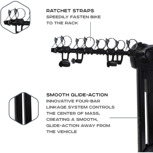 Saris Glide EX Bike Rack Hitch Mount, 4 Bicycle Carrier, Black