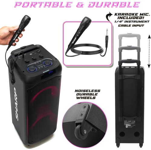 Sharp Party Speaker System with Microphone - Bluetooth Portable Loud Speaker