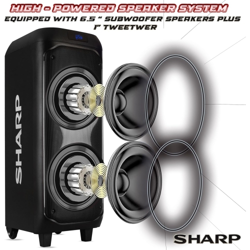 Sharp Party Speaker System with Microphone - Bluetooth Portable Loud Speaker