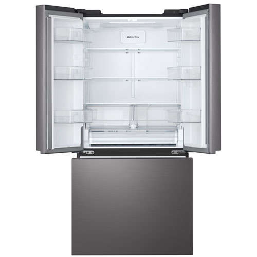 Réfrigérateur à 3 portes 25,1 pi³ 33 po avec machine à glaçons automatique de LG - Inox noir