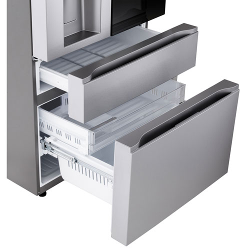 Réfrigérateur à deux portes MAX à profondeur standard 28,6 pi³ 36 po InstaView de LG avec MyColor - Inox