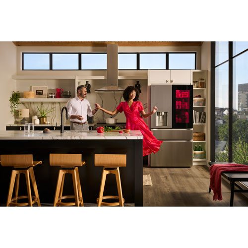 Réfrigérateur à deux portes MAX à profondeur standard 28,6 pi³ 36 po InstaView de LG avec MyColor - Inox