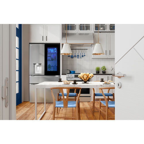 Réfrigérateur à deux portes MAX à profondeur standard 28,6 pi³ 36 po InstaView de LG avec MyColor - Inox
