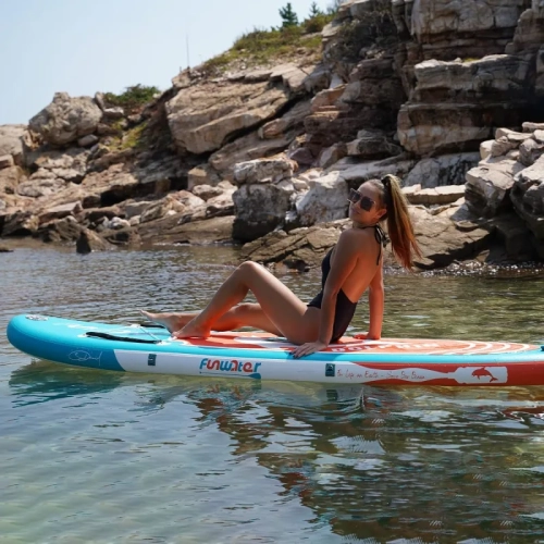 Planche à rame gonflable ultralégère pour planche à pagaie avec accessoires ISUP - pagaie réglable, orifices, pompe, sac à dos, laisse Sac étanche