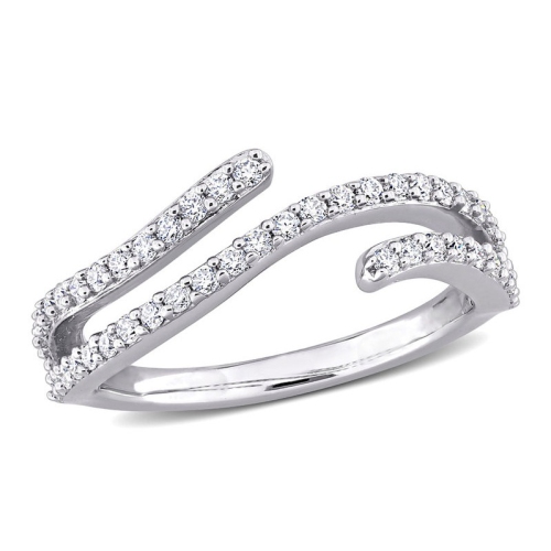 GEM AND HARMONY  1/2 Carat (Ctw) Lab-Created Moissanite Curved Ring In Sterling In Silver