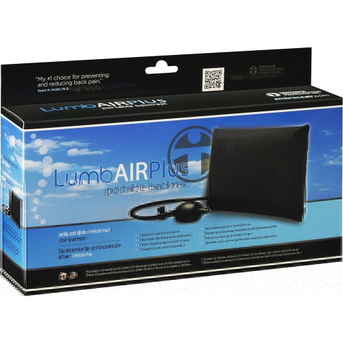 LumbAIR Plus Portable Backrest, Inflatable Lumbar Support Cushion with Adjustable Internal Air System, One Size Ergonomic for Office, Home, Car,