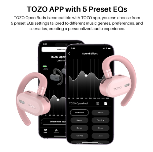 TOZO OpenBuds True Open Ear Wireless Earbuds with Multi-Angle Adjustment Bluetooth 5.3 Headphones with Dual-Axis Design for Long-Lasting Comfort