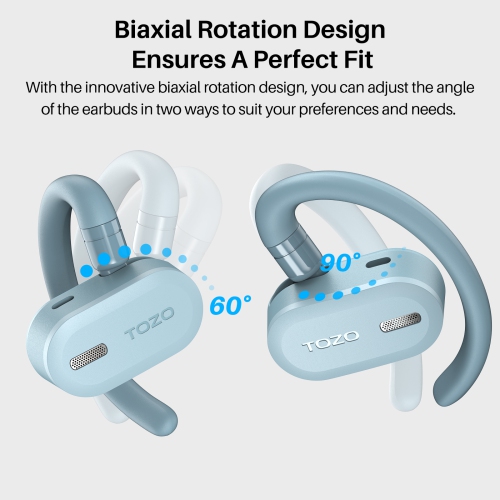 TOZO OpenBuds True Open Ear Wireless Earbuds with Multi-Angle Adjustment Bluetooth 5.3 Headphones with Dual-Axis Design for Long-Lasting Comfort