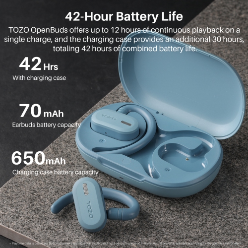 TOZO OpenBuds True Open Ear Wireless Earbuds with Multi-Angle Adjustment Bluetooth 5.3 Headphones with Dual-Axis Design for Long-Lasting Comfort