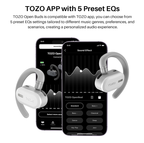 TOZO OpenBuds True Open Ear Wireless Earbuds with Multi-Angle Adjustment Bluetooth 5.3 Headphones with Dual-Axis Design for Long-Lasting Comfort