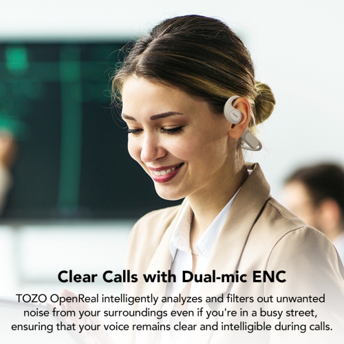 TOZO OpenReal Open Ear Headphones Bluetooth 5.3 Air Conduction Wireless Headphones Sport Earbuds with Premium Sound Dual-Mic Call Noise Reduction