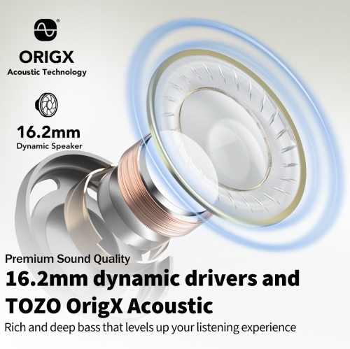 TOZO OpenReal Open Ear Headphones Bluetooth 5.3 Air Conduction Wireless Headphones Sport Earbuds with Premium Sound Dual-Mic Call Noise Reduction