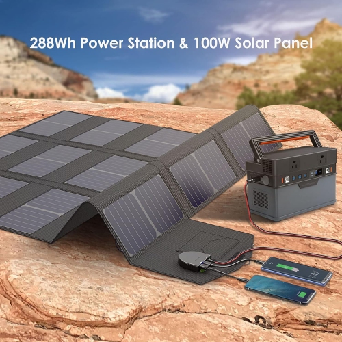 ALLPOWERS 300W Power Station with 100W Monocrystalline Solar Panel Included