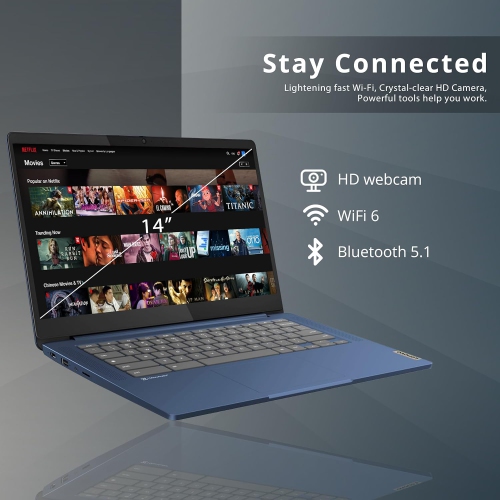 Lenovo IdeaPad Slim 3 Chromebook, 14″ FHD IPS Touchcreen Laptop, MediaTek Kompanio 520 Processor, 64GB eMMC, 4GB RAM, Chrome OS, Abyss Blue, 32GB USB