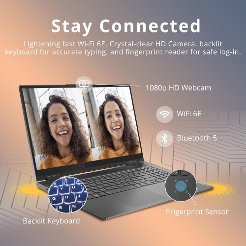 Lenovo Yoga 7i 16" WUXGA 2 in 1 Touchscreen Laptop, Intel Core i7-1355U, 1TB SSD, 16GB LPDDR5, Win 11, Gray, 32GB Hotface USB Card