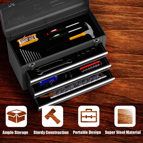 Coffre à outils portatif armoire de rangement garage Mechanic Organizer de Costway à 3 tiroirs