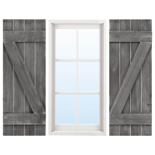 Costway Window Shutter 2 PCS Reclaimed Paulownia Wood Wall Decor with Antiqued Surface