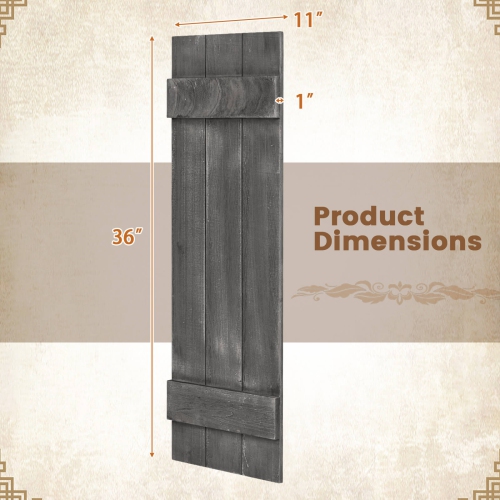 Costway Window Shutter Set of 2 Reclaimed Paulownia Wood Wall Decor with Antiqued Surface