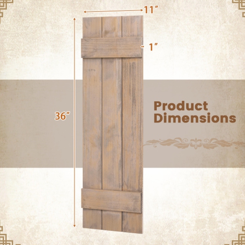 Costway Window Shutter Set of 2 Reclaimed Paulownia Wood Wall Decor with Antiqued Surface