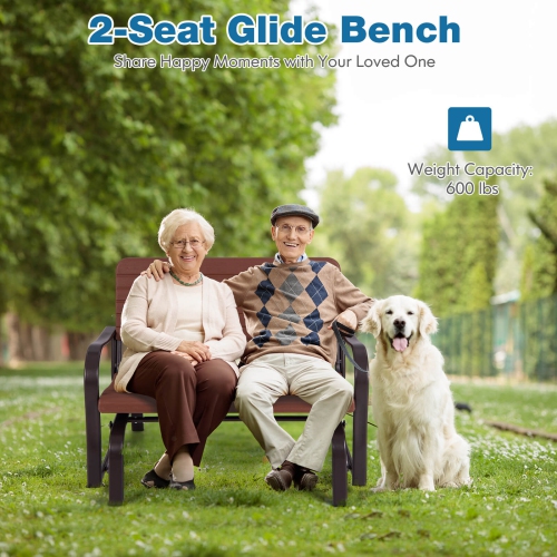 Costway Outdoor Patio Swing Porch Rocker Glider Bench Loveseat Garden Seat Steel New