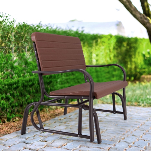 Costway Outdoor Patio Swing Porch Rocker Glider Bench Loveseat Garden Seat Steel New