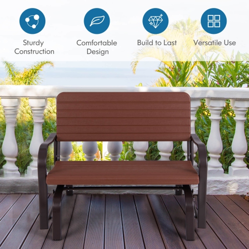 Costway Outdoor Patio Swing Porch Rocker Glider Bench Loveseat Garden Seat Steel New