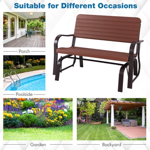 Costway Outdoor Patio Swing Porch Rocker Glider Bench Loveseat Garden Seat Steel New