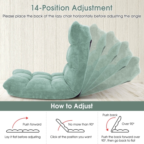 Costway Adjustable 14-Position Floor Chair Folding Lazy Gaming Sofa Chair Cushioned New