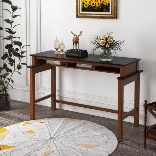 Table de bar Costway avec prises d'alimentation, hauteur de comptoir et compartiments de rangement, en bois