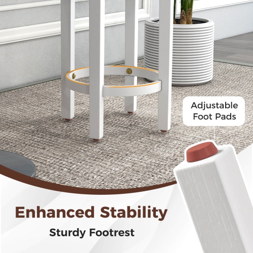 Costway Bar Stools Set of 2 Counter Height Stools with Round Seat & Footrest for Kitchen