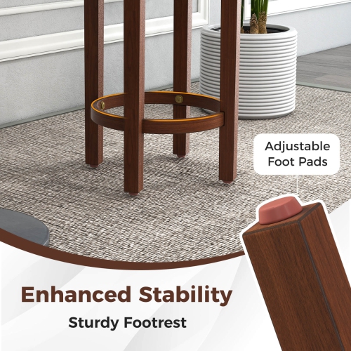 Costway Bar Stools Set of 2 Counter Height Stools with Round Seat & Footrest for Kitchen