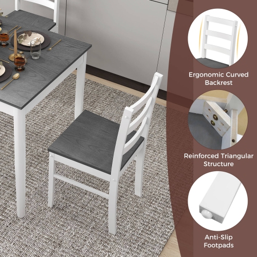 Costway 5-Piece Dining Set Solid Wood Kitchen Furniture with Rectangular Table & 4 Chairs