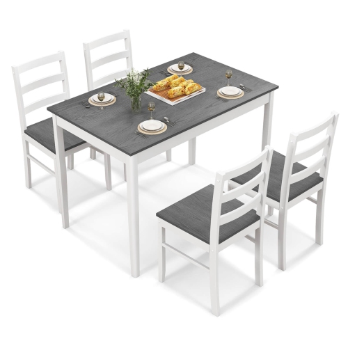 Costway 5-Piece Dining Set Solid Wood Kitchen Furniture with Rectangular Table & 4 Chairs