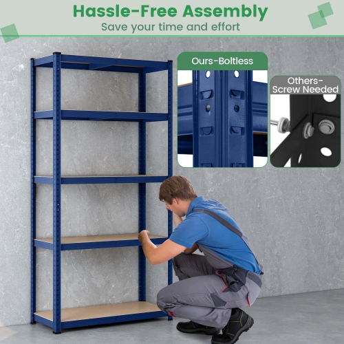 Costway 3 PCS 5 Tier Adjustable Garage Shelving Unit with 2000 lbs Max Load for Warehouse
