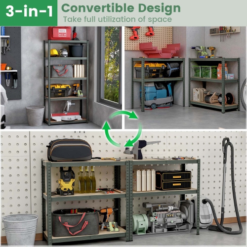 Costway 3 PCS 5 Tier Adjustable Garage Shelving Unit with 2000 lbs Max Load for Warehouse
