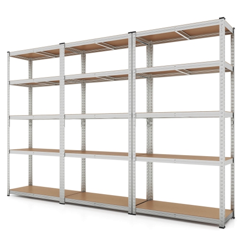 Costway 3 PCS 5 Tier Adjustable Garage Shelving Unit with 2000 lbs Max Load for Warehouse