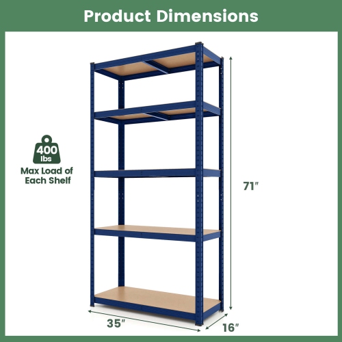 Costway 4 PCS 5 Tier Adjustable Garage Shelving Unit with 2000 lbs Max Load for Warehouse