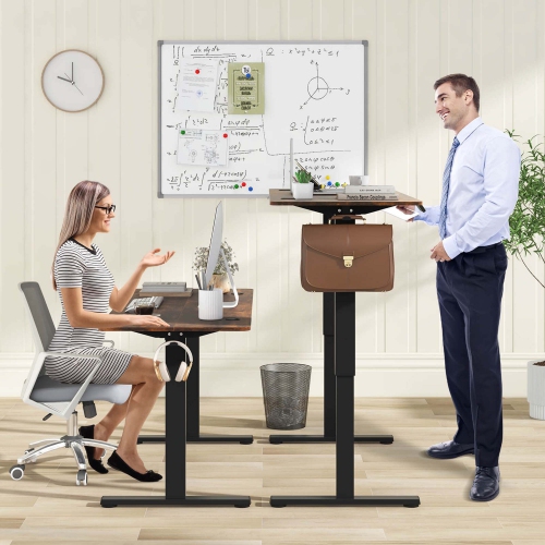 Costway 55" x 24" Electric Standing Desk with 3 Memory Height Settings 2 Hanging Hooks