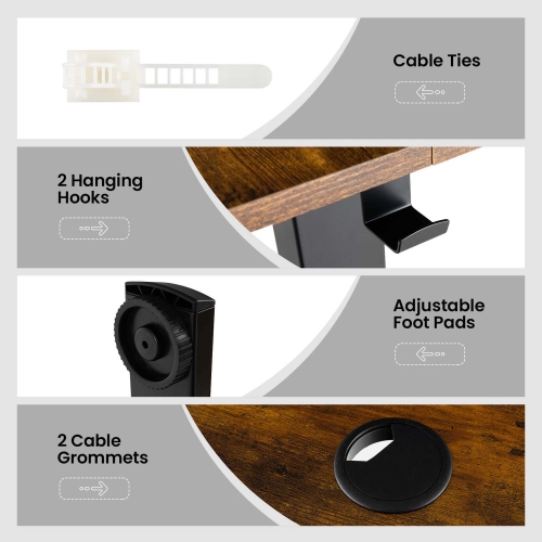 Costway 55" x 24" Electric Standing Desk with 3 Memory Height Settings 2 Hanging Hooks