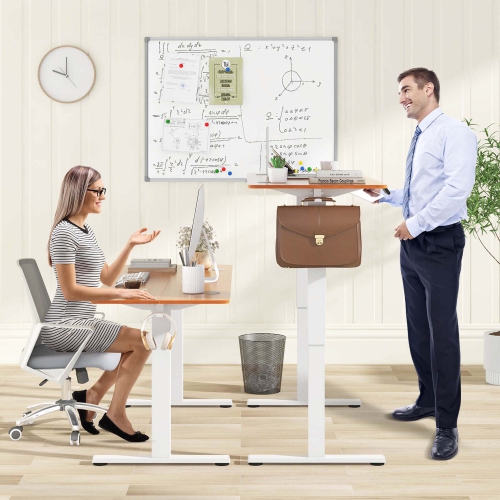 Costway 55" x 24" Electric Standing Desk with 3 Memory Height Settings 2 Hanging Hooks