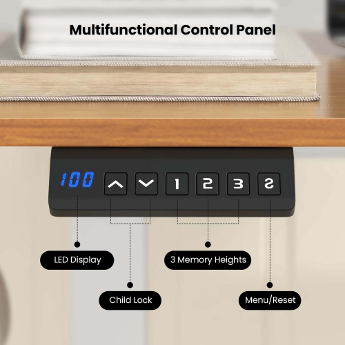 Costway 55" x 24" Electric Standing Desk with 3 Memory Height Settings 2 Hanging Hooks