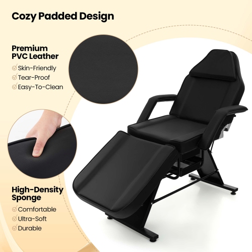Costway 72" Massage Bed with Hydraulic Stool Adjustable Backrest & Legrest Storage Boxes