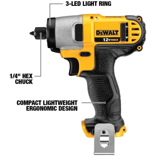 Tournevis à percussion et perceuse DeWALT 12 V