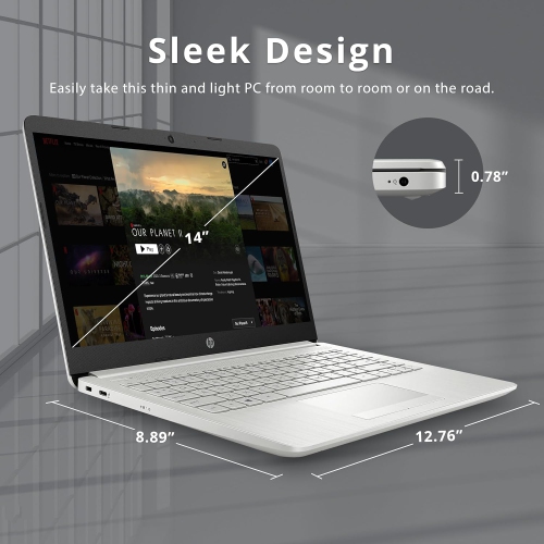 HP Premium Stream 14" HD BrightView Laptop, Intel Celeron N4120, 64GB eMMC, 4GB RAM, Intel UHD Graphics, HD Webcam, 1 Year Office 365, Win 11s,