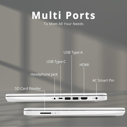 HP Premium Stream 14" HD BrightView Laptop, Intel Celeron N4120, 8GB RAM, 64GB eMMC, Intel UHD Graphics, WiFi, HDMI, Win 11s, White, 32GB Hotface USB
