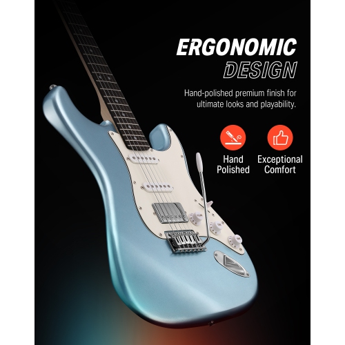 Donner DST-152 Full-Size ST Electric Guitar Kit with Amplifier 39-inch Coil Split HSS Pickup Beginner Set