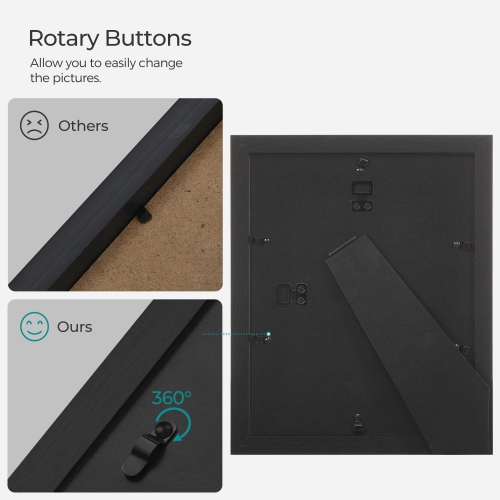 SONGMICS Collage Picture Frames, Set of 10 Photo Frames, Collage Frames, Clear Glass Front, Ink Black URPF10B