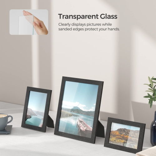 SONGMICS Collage Picture Frames, Set of 10 Photo Frames, Collage Frames, Clear Glass Front, Ink Black URPF10B
